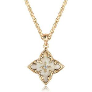 Fettero Gold Clover Necklace Women Dainty 14k Plated CZ Pendant Choker Chain